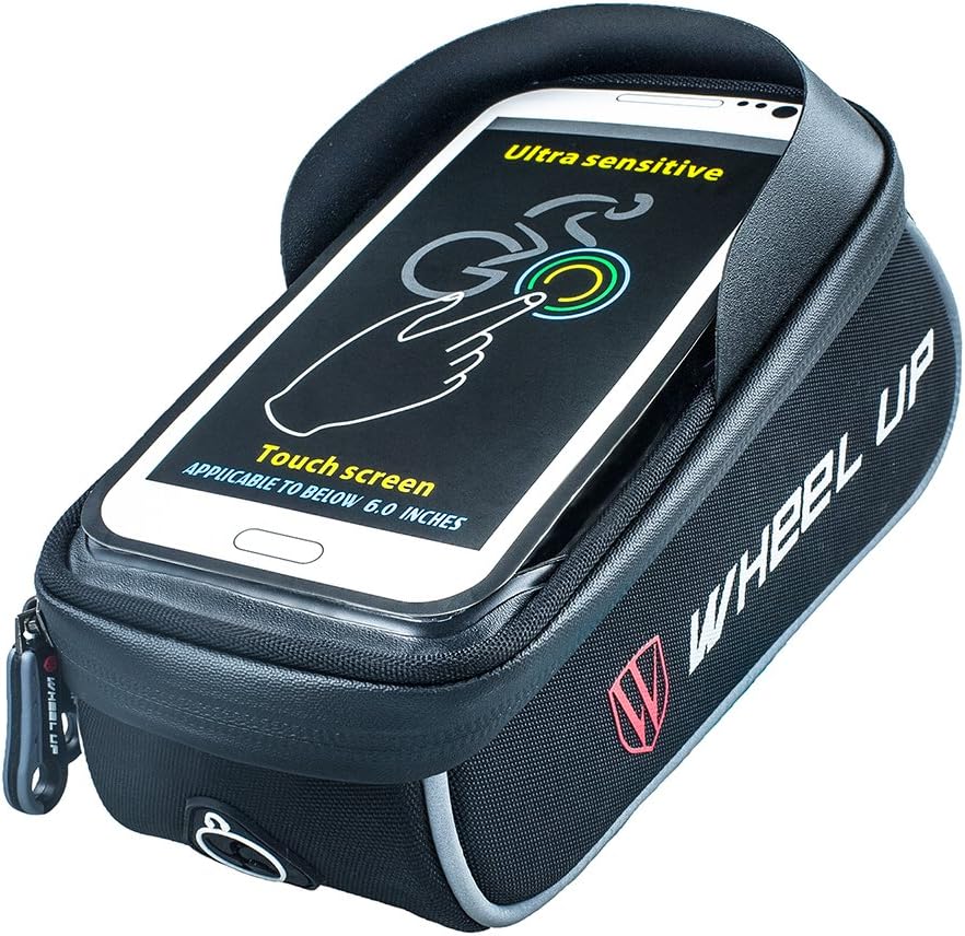 Xplanet Bike Frame Bag, Cycling Top Tube Phone Bag Front Handlebar Bag with Waterproof Touch Screen Phone Case Holder for iPhone X 8 7 6s 6 Plus/Samsung Galaxy s7 s6 Note 7 Below 6.0 Inch+Sun Visor