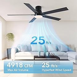 60 Inch Ceiling Fans with Lights and Remote,Flush