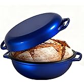 2-in-1 Multifunctional Enameled Cast Iron Dutch Oven, 6QT Loaf Pan with Dual Handles, Perfect for Baking Sourdough, Roasting, Braising & Stews, Oven & Stovetop Safe, Easy to Clean & Pre-Seasoned