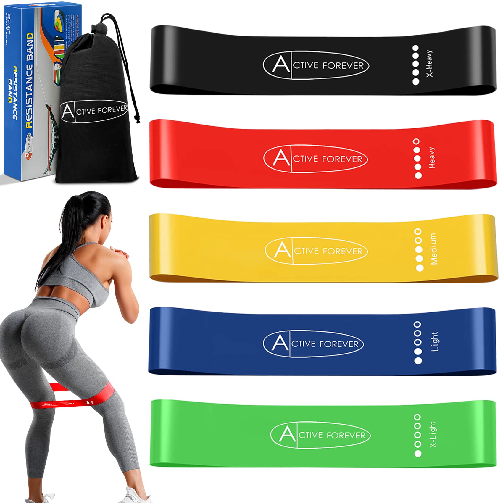ACTIVE FOREVER Resistance Band, Pull up Assist Band, Fitness Band, Suitable for Muscle Stretching, Yoga, Exercise(Colored)