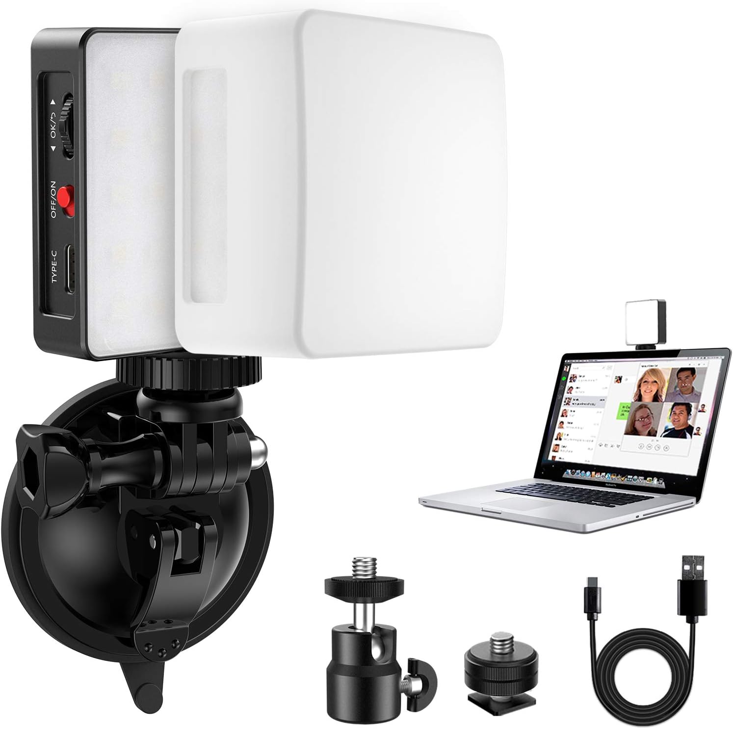 Pixel Video Conference Lighting Kit, Zoom Light with Upgraded Suction Cup and Soft Diffuser for Remote Working, Meeting, Video/Zoom Call, Self Broadcasting and Live Stream, Laptop Video Conferencing