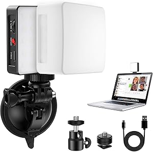 Pixel Video Conference Lighting Kit, Zoom Light with Upgraded Suction Cup and Soft Diffuser for Remote Working, Meeting, Video/Zoom Call, Self Broadcasting and Live Stream, Laptop Video Conferencing