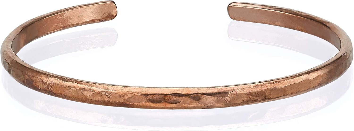 Hand Forged 100% Copper Bracelet ~ Made with Solid and High Gauge Pure Copper ~ Hammered 4 mm Bangle ~ Effectively Relief of Joint Pain, Arthritis, Joint Inflammation and Skin Allergies. (7): Health & Personal Care