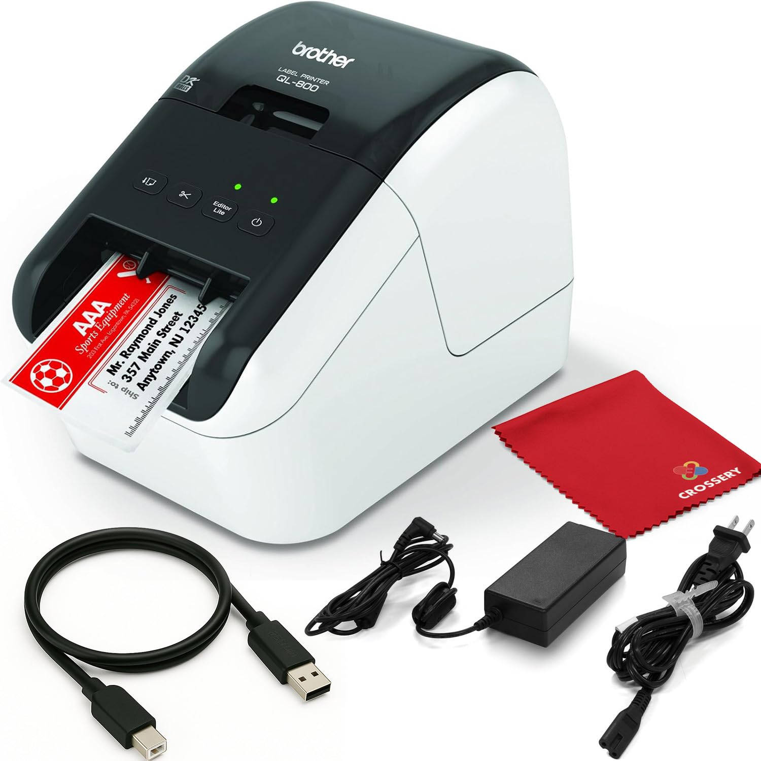 Photo 1 of High-Speed Label Printer QL-800 - Professional Address & Shipping Labeling Machine with Auto Cutter, 300DPI Black/Red Output, Compatible with Brother DK-2251 Rolls (Renewed)