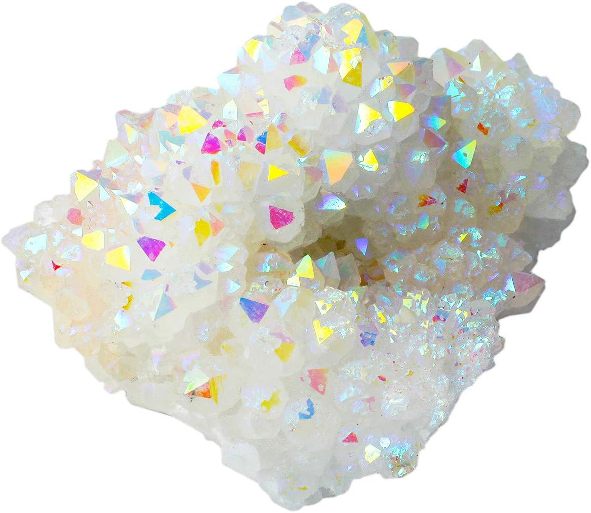 Nupuyai Titanium Coated Rock Crystal Cluster Drusy Geode for Healing Reiki Energy Irregular Rough Gemstone for Home Decor Angel Aura Quartz - Image 3