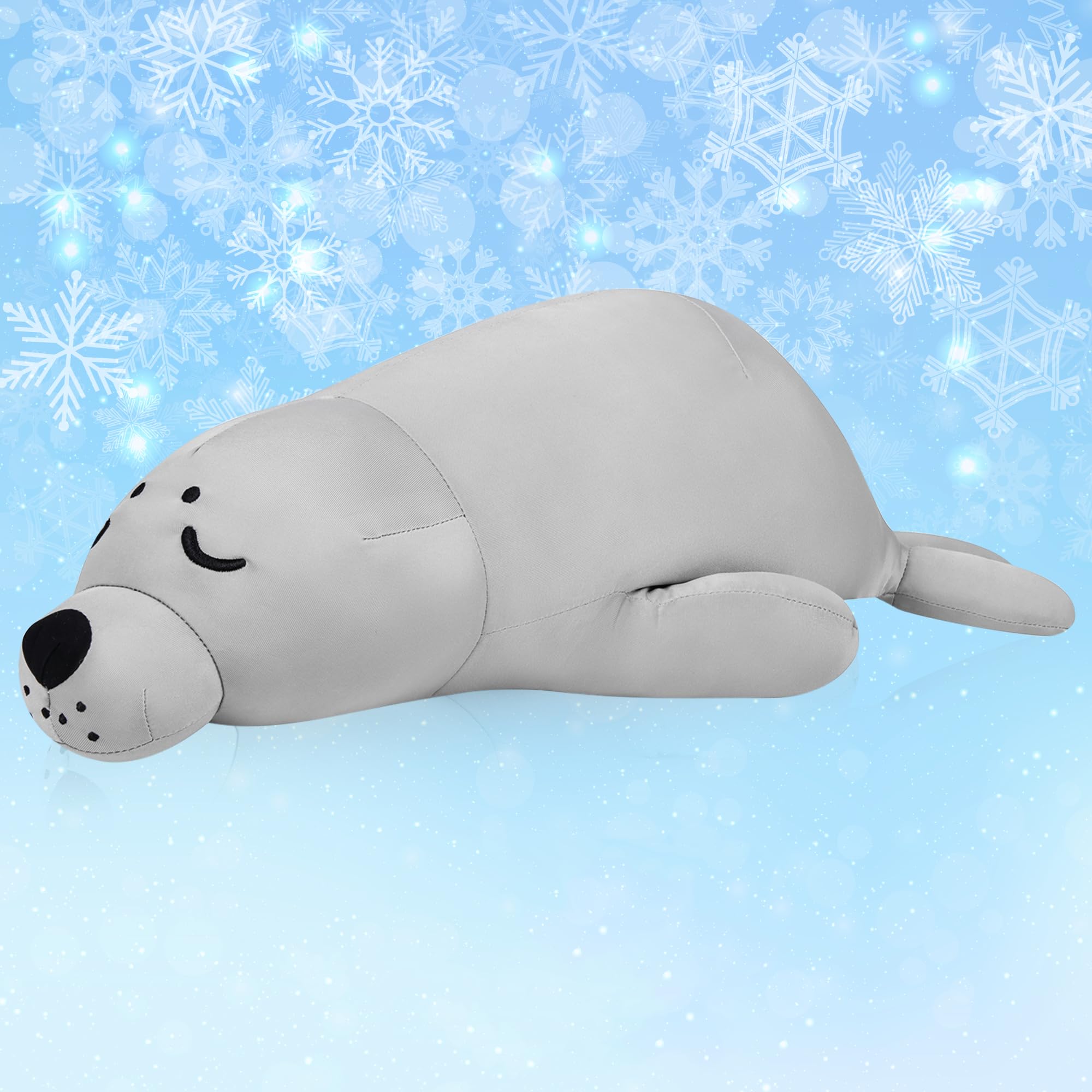 Photo 1 of My OLi 18'' Seal Cooling Stuffed Animal Pillow Coolable Stuffed Seal Pillow Soft Chill Plush Hugging Pillow Plush Toys Gift for Kids Adults