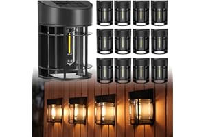 DOESLAG Solar Fence Lights, 12 Pack Waterproof Solar Lights Outdoor, Outdoor Solar Lights for Fence Garden Yard Step Deck Stairs