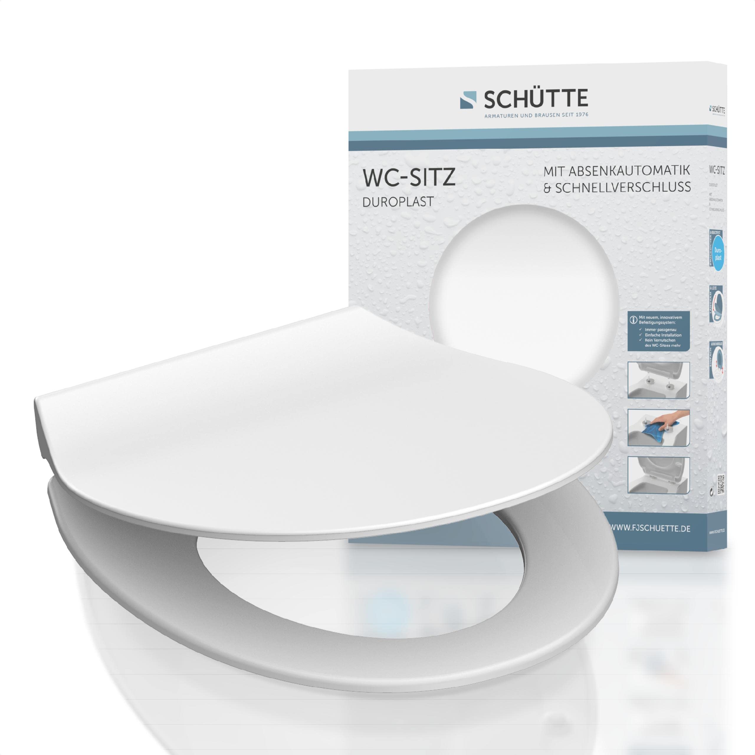 SCHÜTTE Slim Toilet Seat with Soft-Close Mechanism and Quick Release Made of Duroplast, Toilet Lid with 175 kg Load Capacity, Toilet Seat with Glasses, Toilet Lid for Toilet, Toilet Seat White