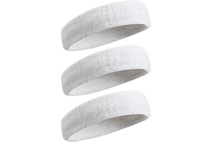 Sweatband Sport Headband for Men & Women Moisture Wicking Athletic Cotton Terry Cloth Sweatband for Tennis, Basketball, Runni