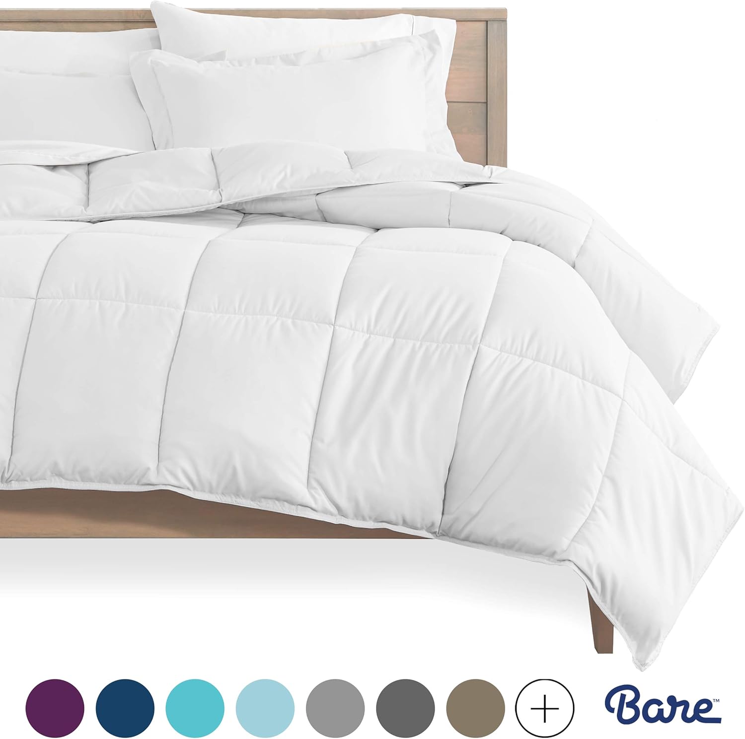 Bare Home Kids Comforter Set - Twin/Twin Extra Long - Goose Down Alternative - Ultra-Soft - Premium 1800 Series - Hypoallergenic - All Season Breathable Warmth (Twin/Twin XL, White)