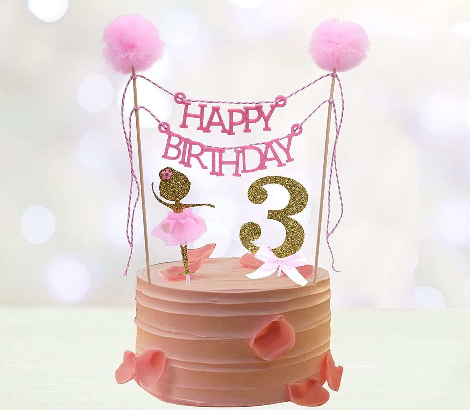 Amazon Com Third Birthday Cake Toppers Happy Birthday Cake