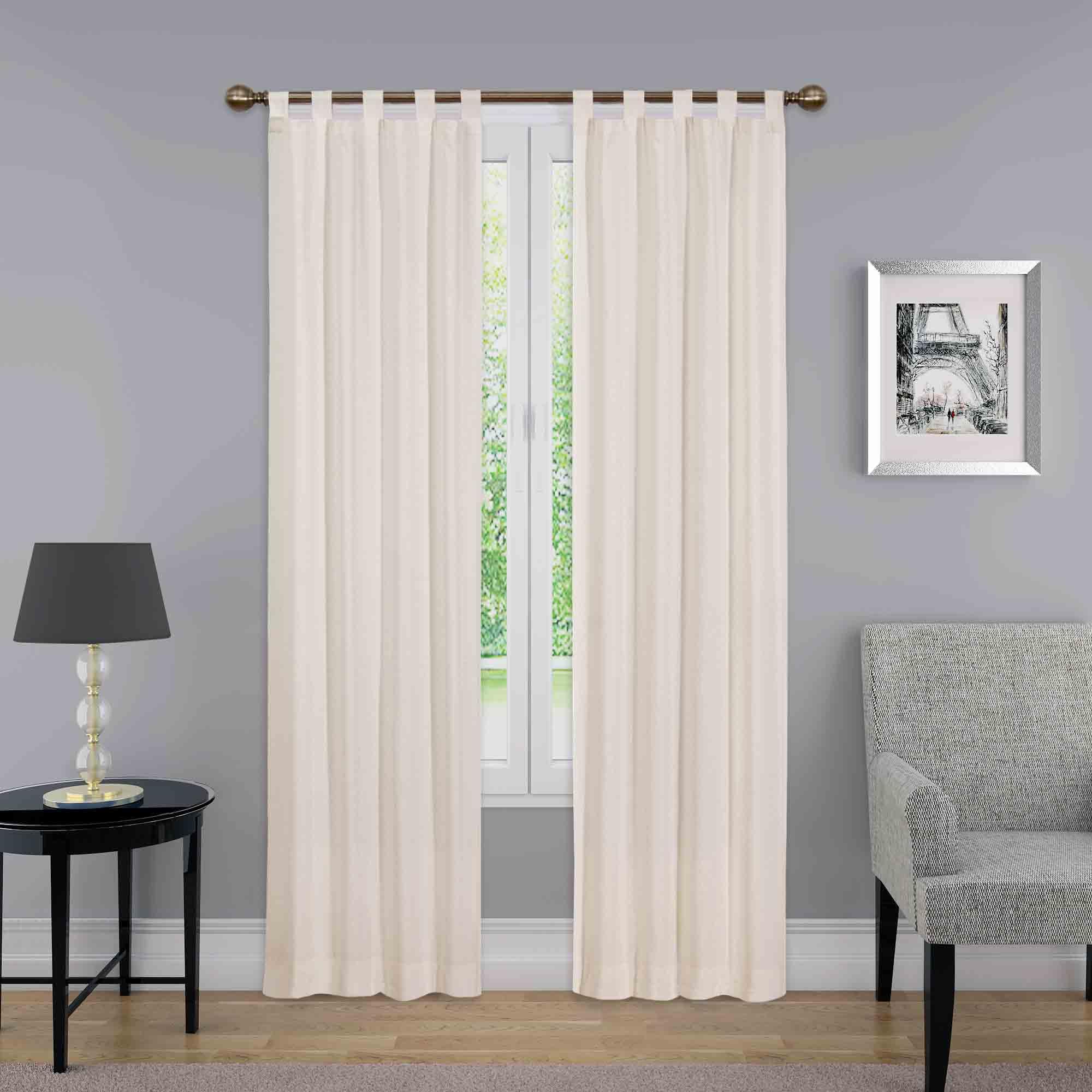 Pairs to Go Decorative Tab Top Window Curtains for Bedroom or Living Room (Double Panel), Cotton, Natural, 30" x 84" โ image 1