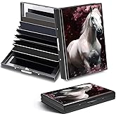 DHYYDSQZ Credit Card Holder, Horse Design Mini RFID Blocking Aluminum Wallet Slim Metal Hard Case Shell Travel Wallet ID Case Small Credit Cards Case Business Cards for Women Men Girls