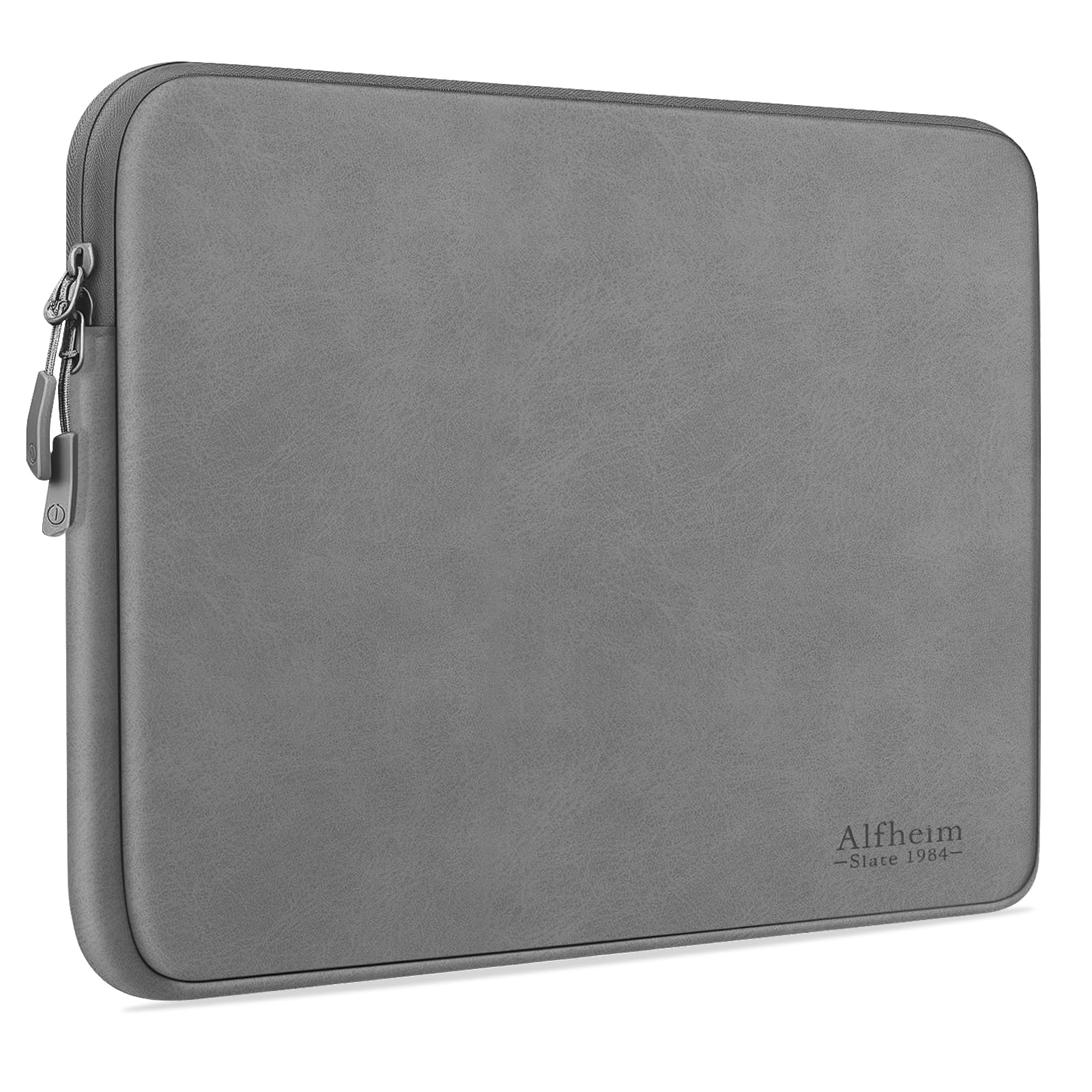 Alfheim Laptop Sleeve Case 14 inch, Waterproof Shock Resistant Fashion Lightweight PU Leather Bag Case for Notebook Tablet iPad（Gray）