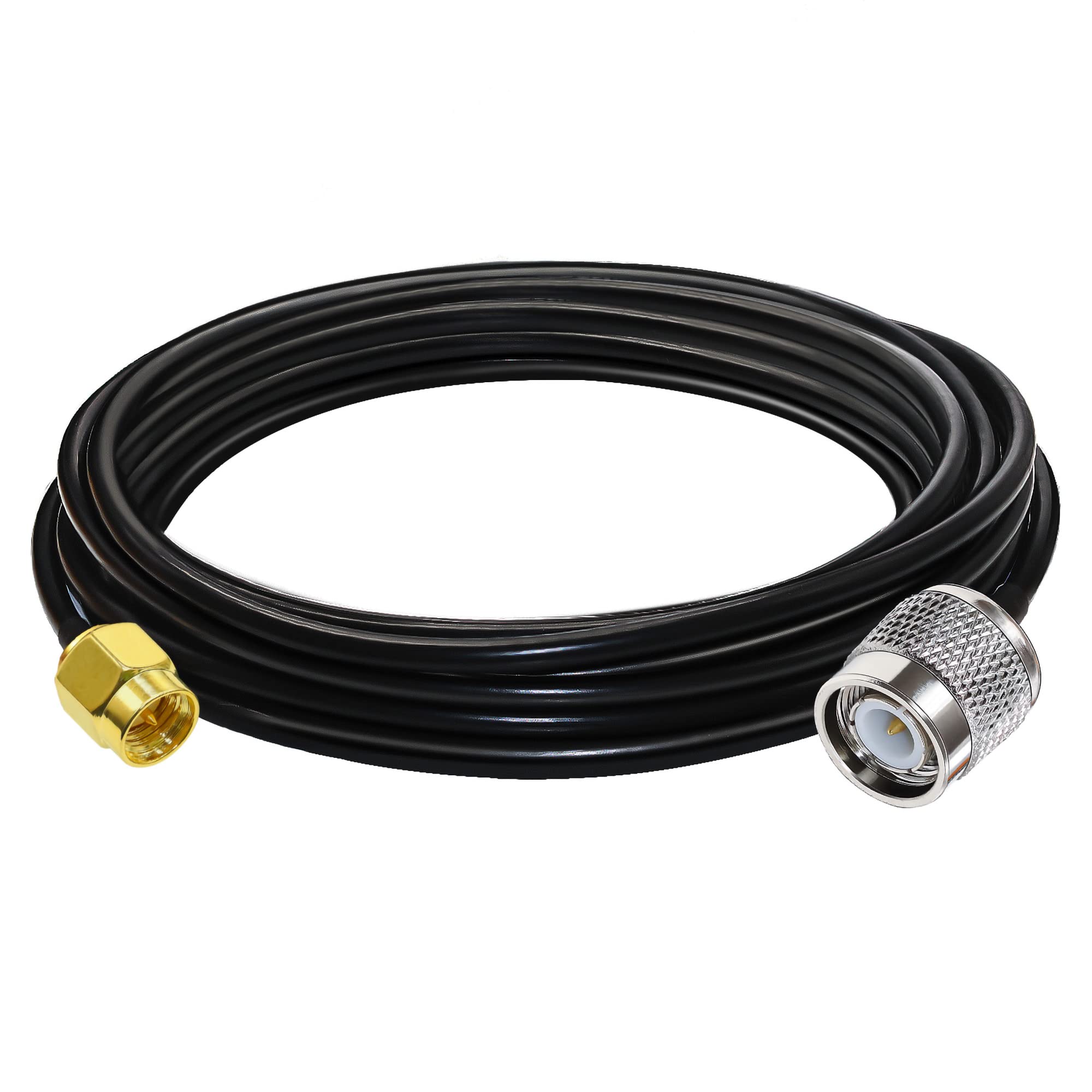 SMA to TNC Cable RG58 TUOLNK SMA Male Plug to TNC Male Low Loss Extension Cable 16.4ft(5M) TNC to SMA RF Coax Adapter Cable 50 ohm for Wireless LAN Devices, Black — image 1