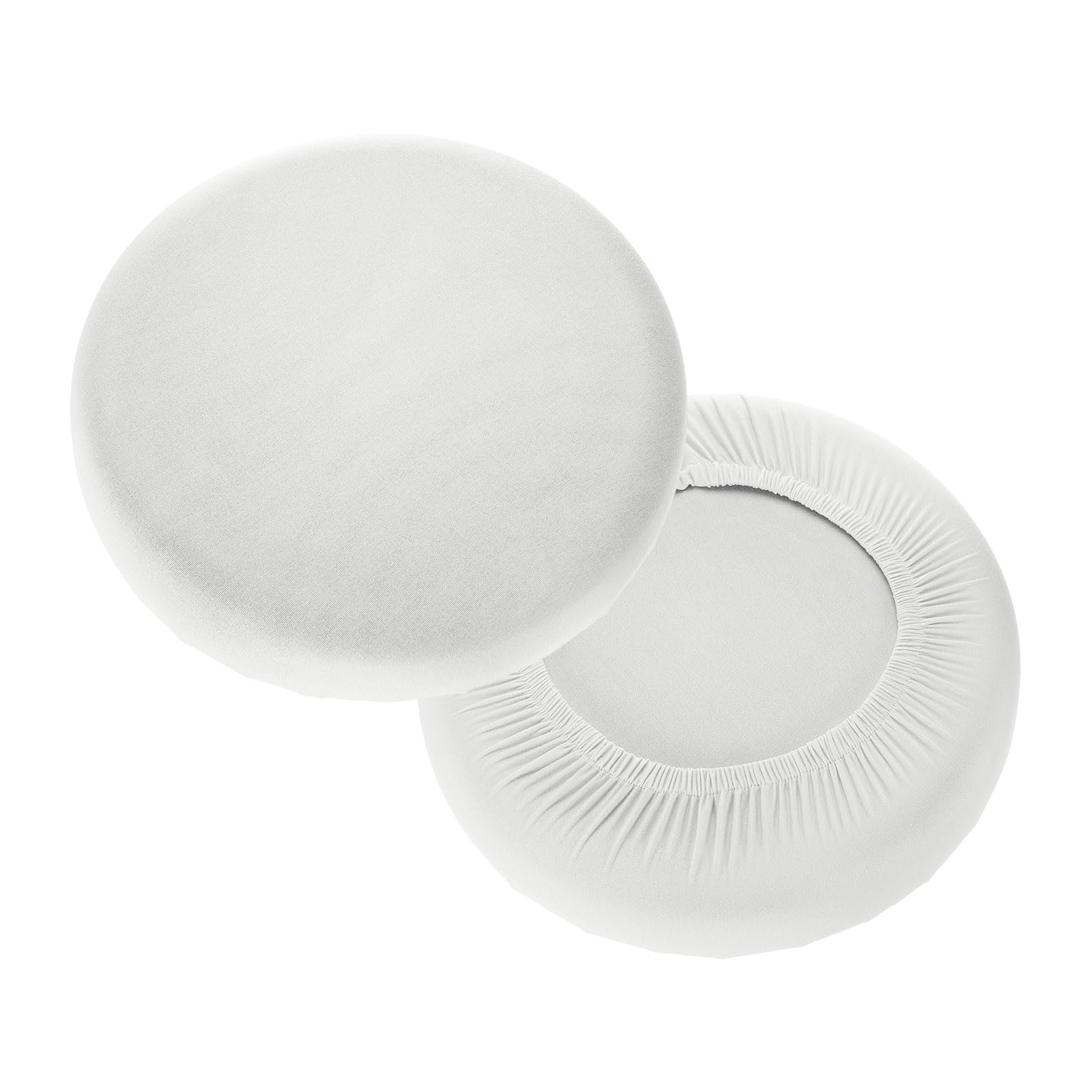 Photo 1 of uxcell 2 Pack Stool Covers Round, 11-15 Inch Bar Stool Covers Washable Dustproof Slipcover Seat Cushion with Elastic for Bar Kitchen Living Room Decor, White
