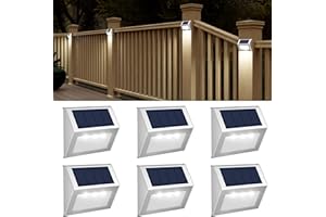 JSOT Outdoor Solar Lights - Solar Powered Deck Lights Waterproof Light for Fence Post Light Outside for Backyard Patio Stair Wall Lighting, 3LED Cool Light 6 Pack
