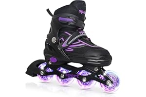 PIPIZHU Kids Inline Skates for Girls Ages 6-12, Adjustable 4 Size Blades Roller Kids Skates for Girls and Boys, Youth and Teens, Beginner with Full Wheels Illuminating