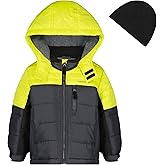 LONDON FOG boys Heavyweight Hooded Puffer Jacket With Polar Fleece Lining & Beanie