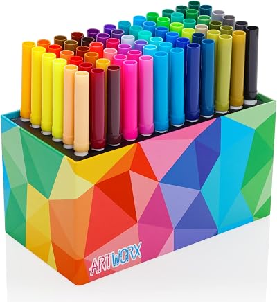 Artworx 72 Felt Tip Pens Children Kids Colouring Washable Art Markers Storage
