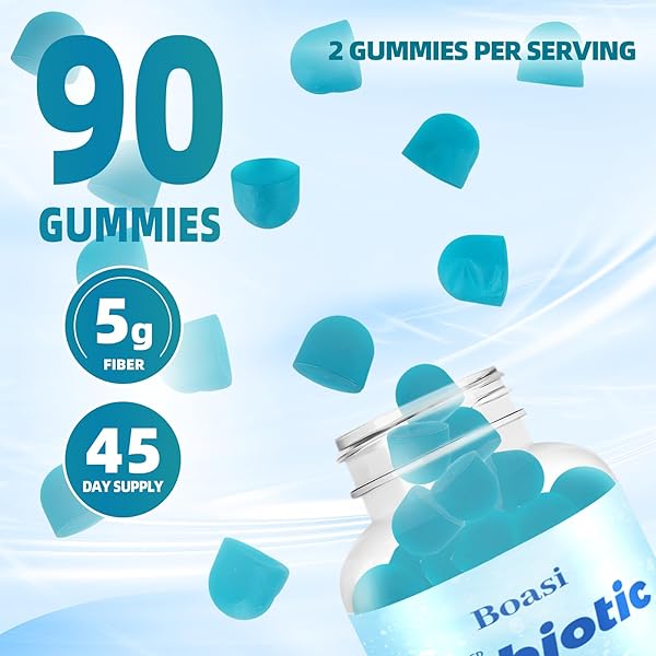 BOASI PREBIOTIC FIBER GUMMIES FOR ADULTS,DIGESTIVE HEALTH,VEGAN GLUTEN FREE FIBER GUMMIES,SOLUBLE DIETARY FIBER SUPPLEMENTS