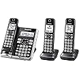 Panasonic Link2Cell Bluetooth Cordless Phone System with Voice Assistant, Call Blocking and Answering Machine. DECT 6.0 Expandable Cordless System - 3 Handsets - KX-TGF573S (Black/Silver Trim)
