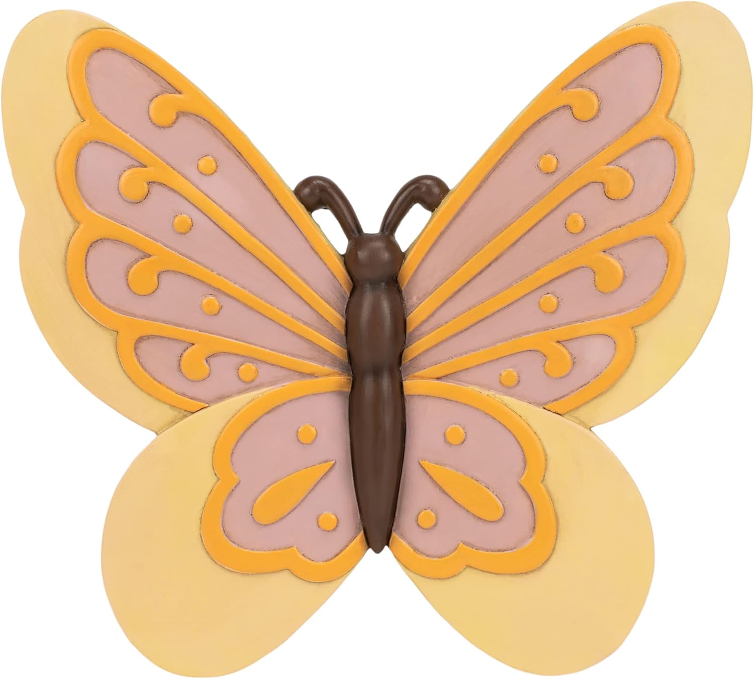 Hardscaping Materials - NAT & Jules Animal Character Shaped Dimensional Indoor Outdoor 11 inch Cast Resin Decorative Garden Stepping Stone, Patio, Walkway Sculpture Yard Art, Yellow Butterfly