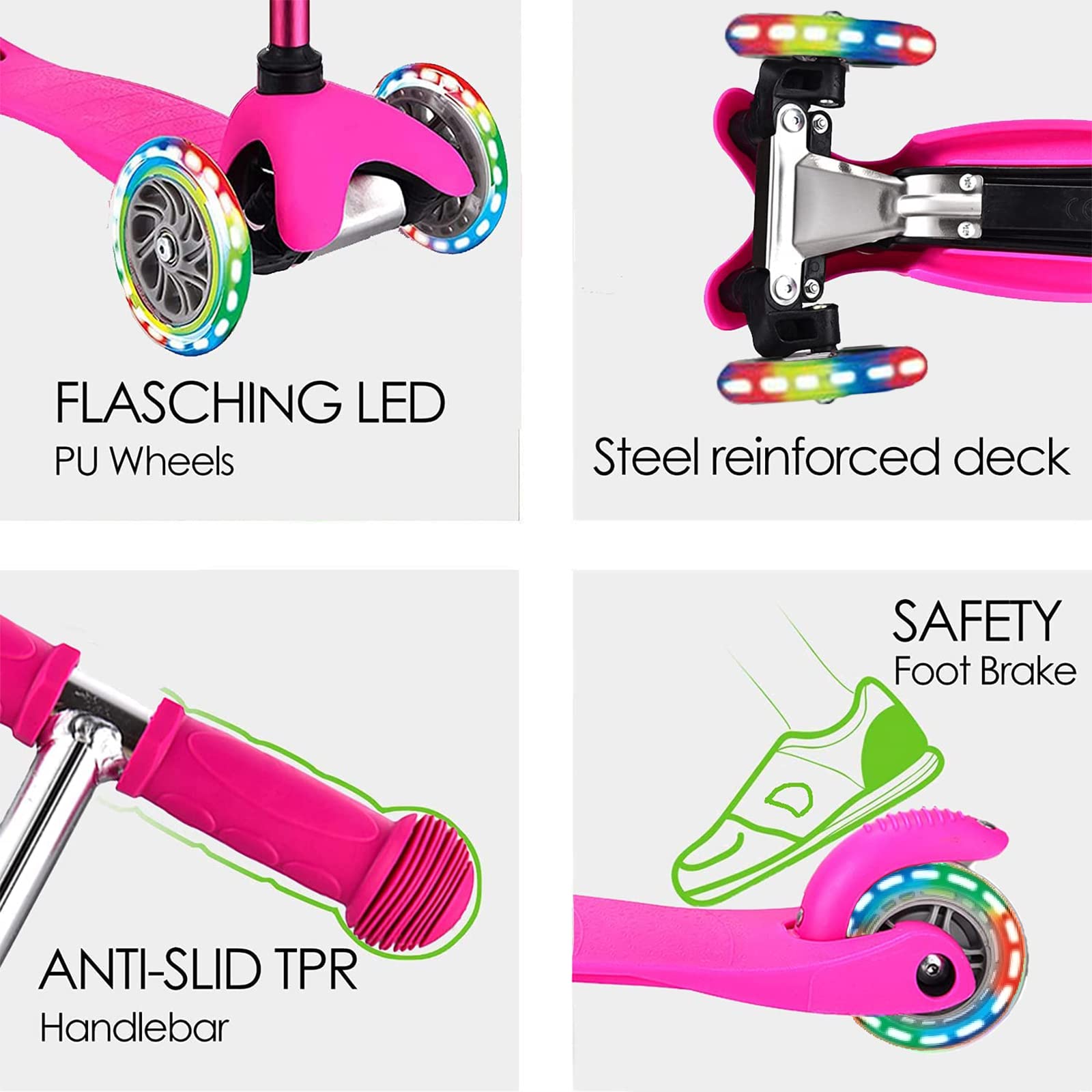 3 Wheel Scooters for Kids, Kick Scooter for Toddlers 3-6 Years Old, Boys and Girls Scooter with Light Up Wheels, Mini Scooter for Children