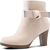 mysoft Women's Booties with Heel, Chunky Stacked Heel Zipper Ankle Boots for Ladies