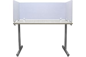 Obex Base Acoustical Desk Mounted Split Screen Privacy Panel Table Top Separator for Office Cubicles, 18" x 60", Stone