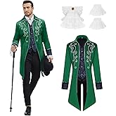 rumnigh Men Medieval Steampunk Tailcoat Jacket Gothic Victorian Frock Coat Uniform Halloween Party Cosplay Gentleman Costumes