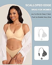 BOUFOR Deep V Bras Low Cut Plunge V Neck Bra Thin