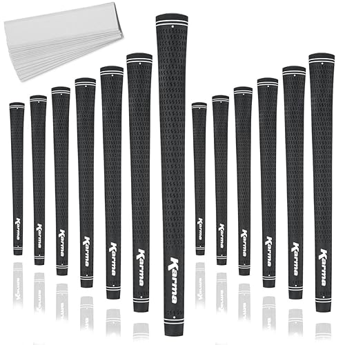 Karma Velour Black Jumbo Plus (+1/8") Golf Grips, 13 Pack with 13 Golf Grip Tape Strips