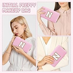 Chenille Letter Personalized Initial Preppy Makeup