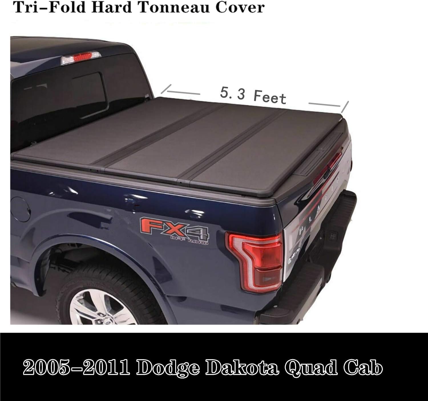 Amazon Com U Drive Auto Lock Tri Fold Hard Solid Tonneau Cover For 2005 2011 Dodge Dakota Quad Cab W O Utility Track With 5 3 Feet Bed Styleside Only Automotive