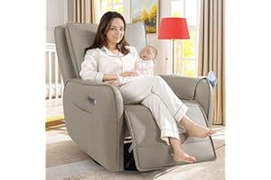 CFVYNE Power Recliner Gliders for Nursery, Electric Swivel Rocker Recliner Chair, Comfy Upholstered Living Room Reclining Rocking Chairs with Lumbar Support
