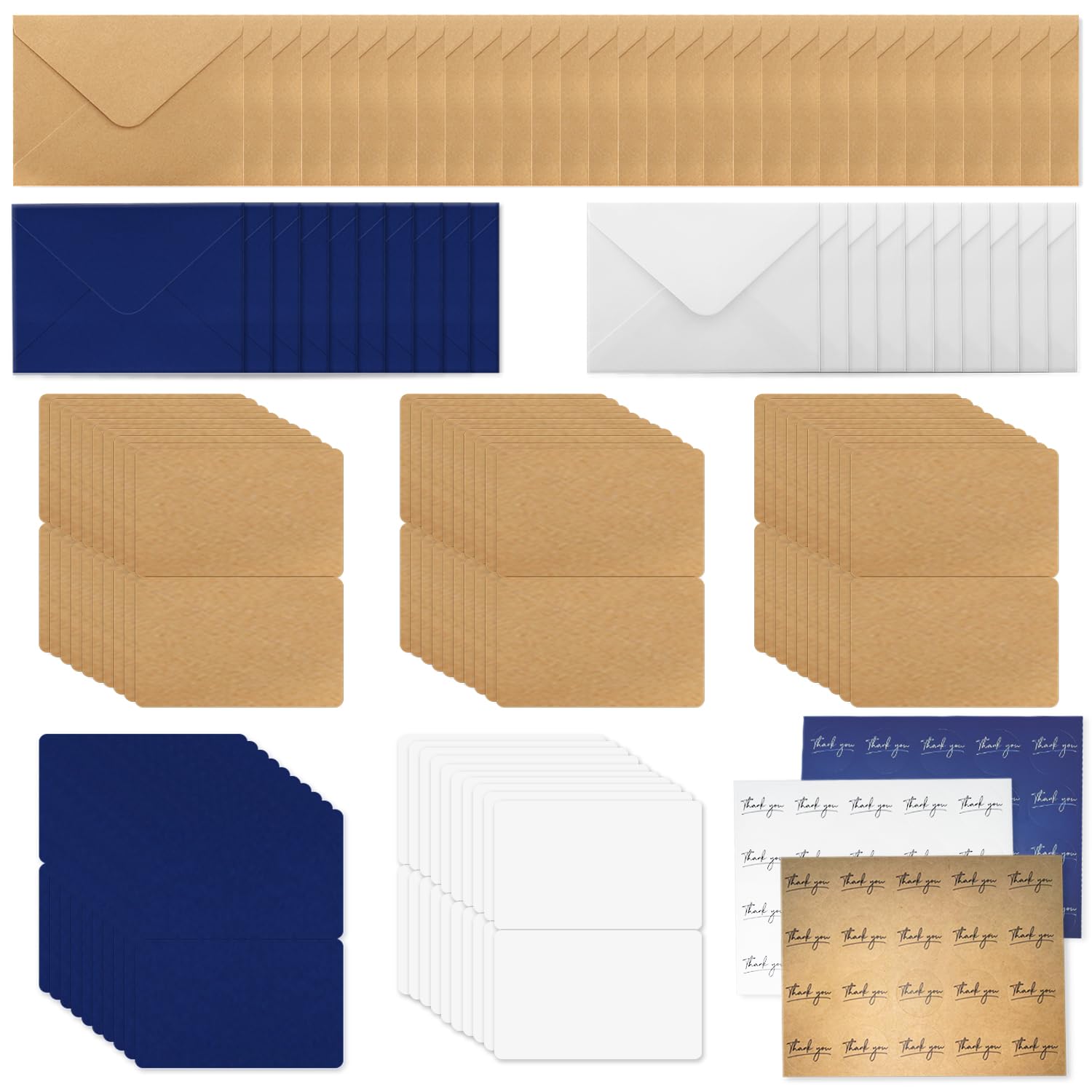 VEINARDYL 50 pas Thank You Cards with Envelopes and Stickers, 50 Thank You Notes with 50 Envelopes for Wedding Bridal Shower Business Baby Shower New Year Festival for Thanksgiving Day Parent