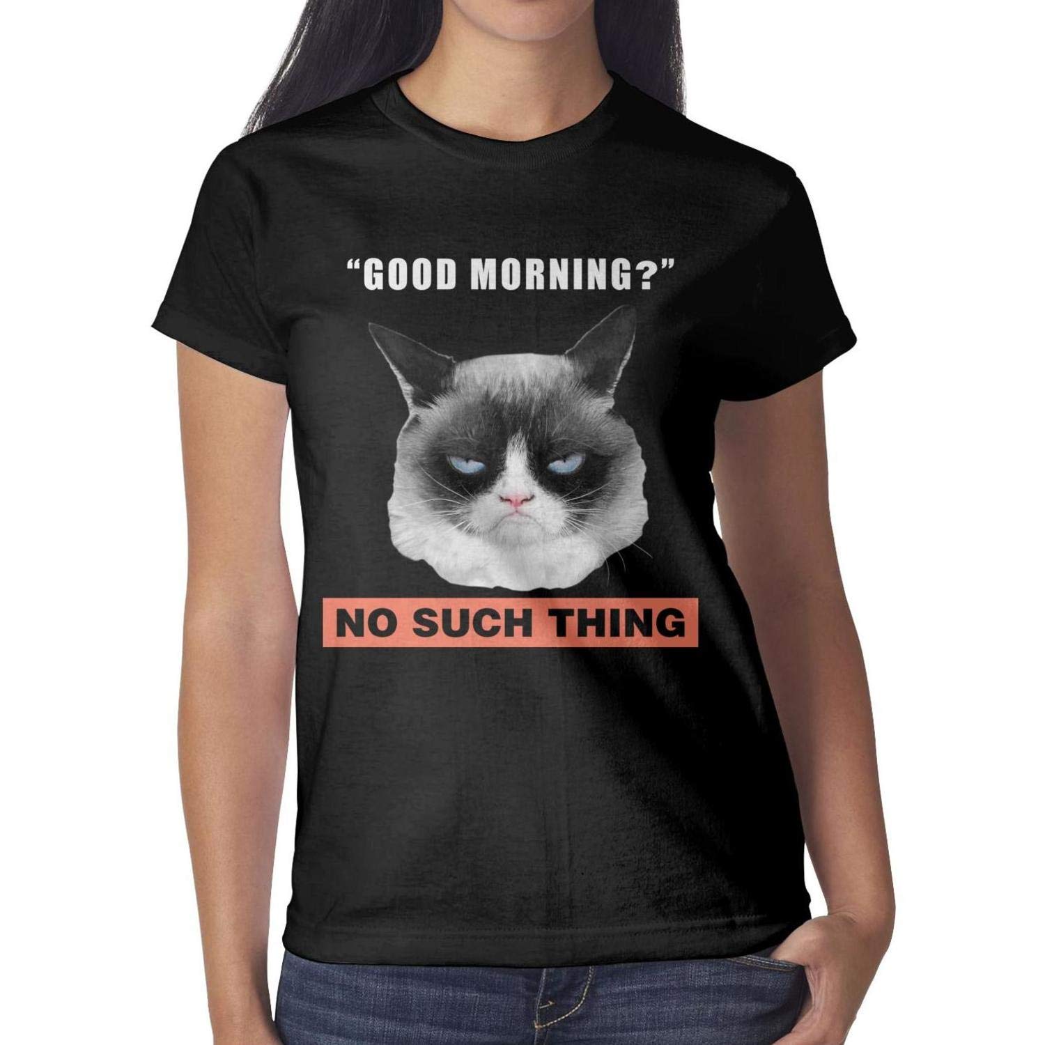 T Shirt Grumpy Cat No Such Thing Short Sleeve Crewneck Tops Casual Tee