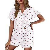 Ekouaer Pajamas for Women Set Button Up Pjs Short Sleeve Ruffle Sleepwear Notch Collar Bride Soft Pj Lounge Sets S-XXL