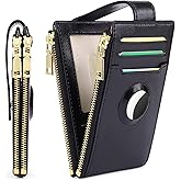FALAN MULE Air-tag Womens Wallet Genuine Leahter Bifold Credit Card Holder with Built-in Integrated Case
