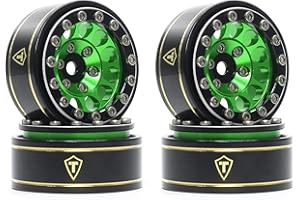 TREAL 1.0 Beadlock Wheels 12 Spokes Classic Rims (4P) for SCX24 AX24 FCX24 TRX4M 1/24 1/18 Crawler Car-Type I(Green)