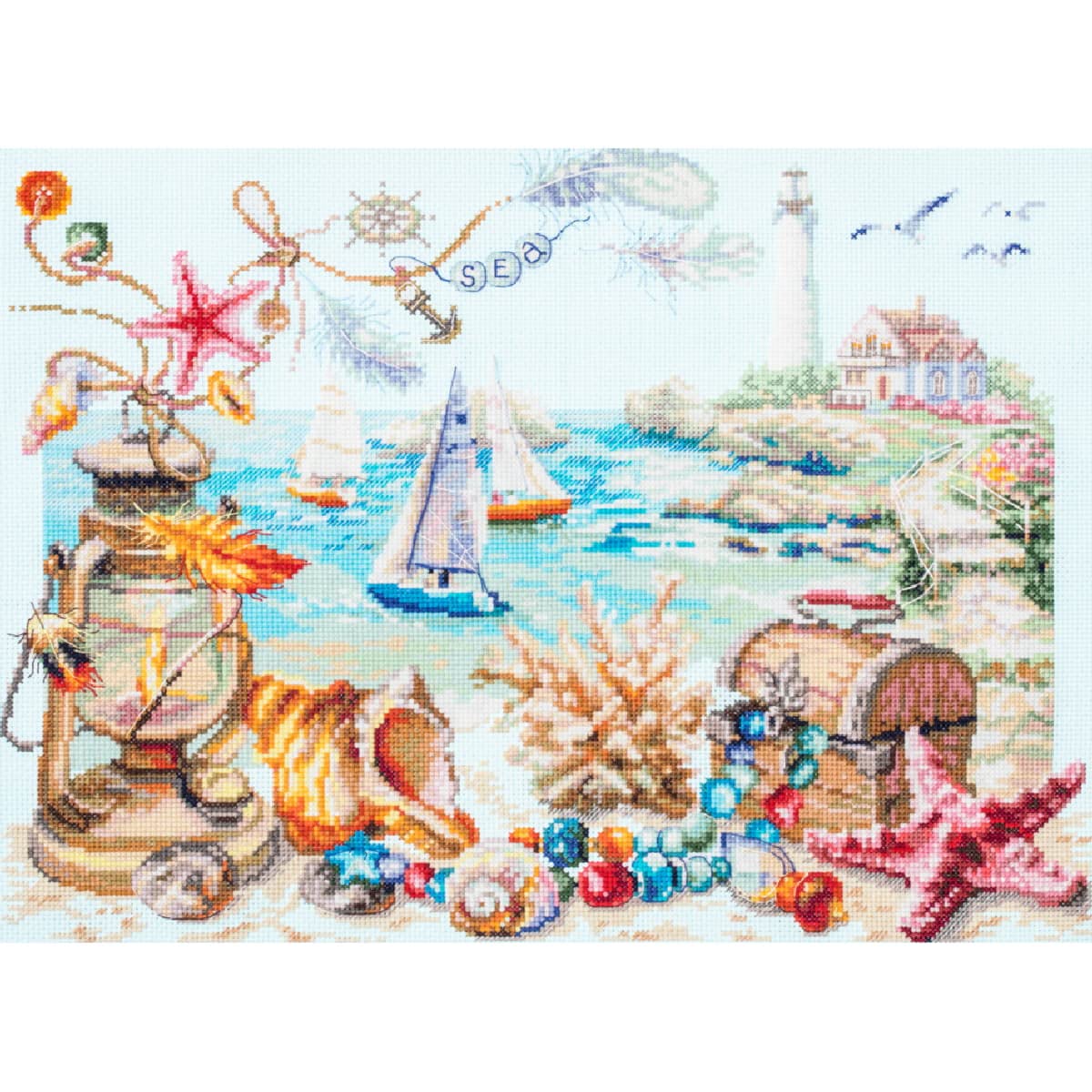 Magic needle 250-707 ZW Sea Breeze Counted Cross Stitch Kit Zweigart Edition Cotton Multi-Coloured 40 x 31 cm