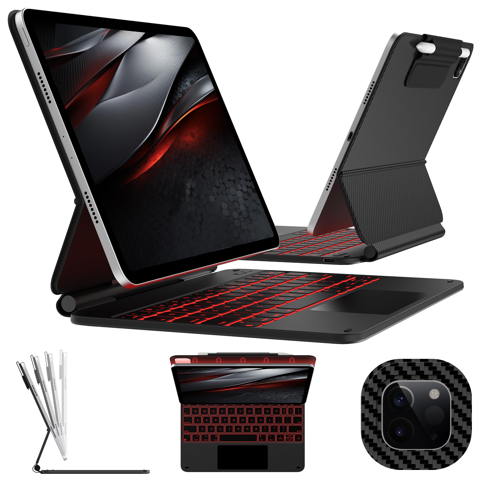 Photo 1 of typecase Edge Keyboard Case for iPad Air 11-inch (2024 M2)& iPad Pro 11 inch (4th/3rd/2nd/1st Gen),Magic Keyboard for Air 5/4th Gen,Magic Keyboard,Multi-Touch Trackpad,11 Colors Backlight,Carbon Fiber