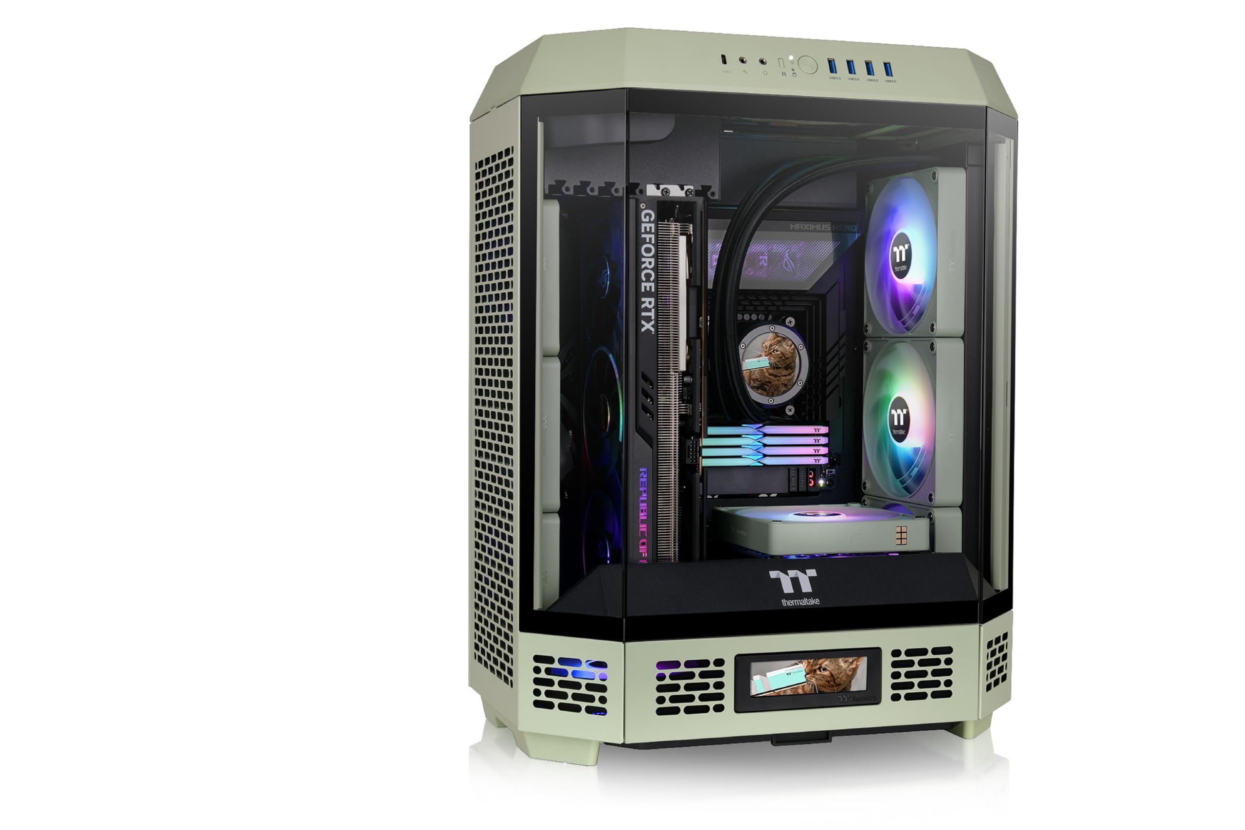 Thermaltake Tower 600 Matcha Green Mid-Tower ATX Case; 3 Tempered Glass Panels; Hidden-Connector Motherboard Support; Rotational PCI-e Slots; CA-1Z1-00MEWN-00; 3 Year Warranty Image