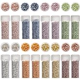 SUNNYCLUE 80G Cylinder Glass Seed Beads 2mm Glass Seed Bead Bulk Colorful Cylinder Round Metallic Spacers for Jewelry Making Earrings Bracelet Necklace Supplies Women