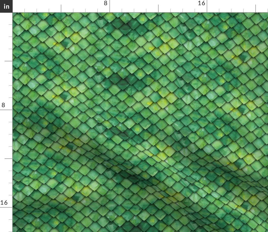 Spoonflower Fabric Dragon Scales Green Mermaid Dinosaur