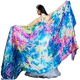 Aumulen Women Colorful Professional Belly Dance Silk Veils Hand Made Tie Dyed Scarf