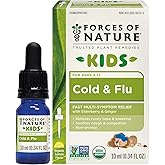 Forces of Nature Kids Cold and Cough Relief, Organic Homeopathic Medicine for Cough, Sore Throat, Congestion, Runny Nose, Non-Drowsy Immune Support Formula for Children, 0.34 Fl Oz