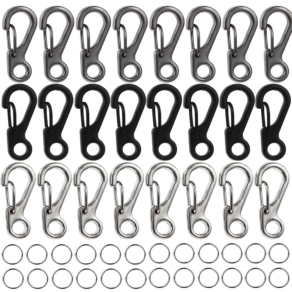 Ouligay 48Pcs Mini Carabiner Clip Key Carabiner Aluminum Keyring Clips Snap Hooks for Backpack Travel Camping Hiking Outdoor Edc Survival Gear