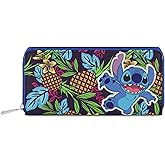 Concept One Disney Lilo and Stitch Wallet with Zipper, Zip Around Wallet Clutch
